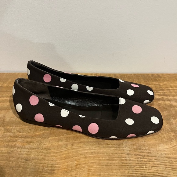 Kate spade Womens brown pink and white‎ polka dot loafers size 6 - Picture 1 of 6
